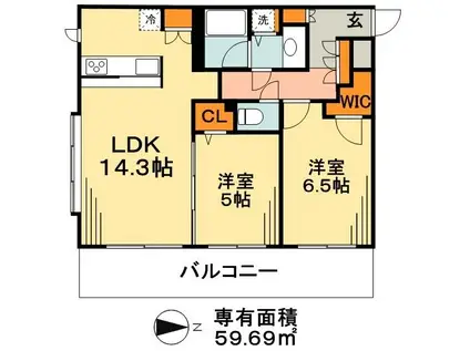 プラザハウス(2LDK/8階)の間取り写真