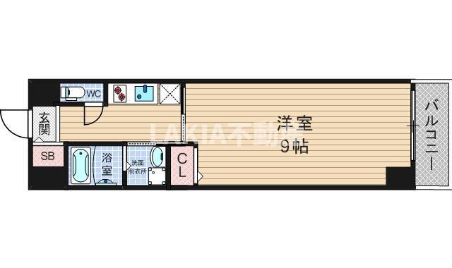 ドゥーエ立売堀(1K/4階)の間取り写真