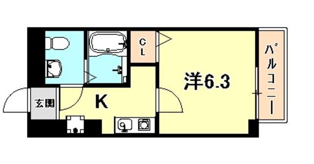ダイドーメゾン神戸六甲(1K/4階)の間取り写真