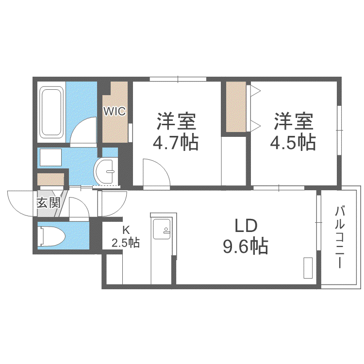 プエンテ発寒(2LDK/1階)の間取り写真