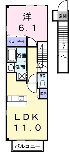 エクセルステージ12(1LDK/2階)の間取り写真