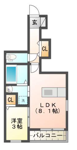 エムズファースト(1LDK/1階)の間取り写真