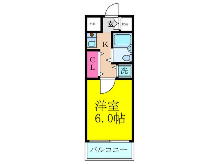 サンブレス(1K/5階)の間取り写真