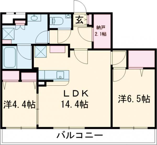 FELICIAS(2LDK/1階)の間取り写真