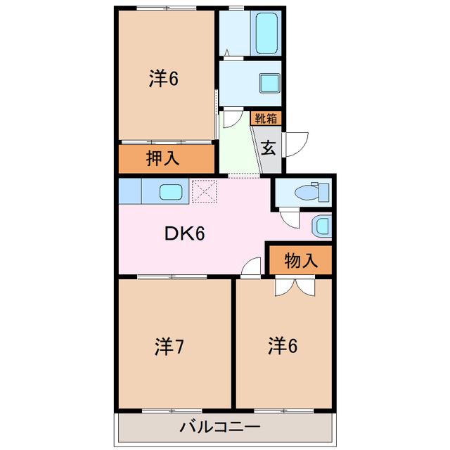 ドミール和田(3DK/1階)の間取り写真