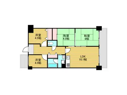 ユニライフ北大阪3号棟(4LDK/15階)の間取り写真