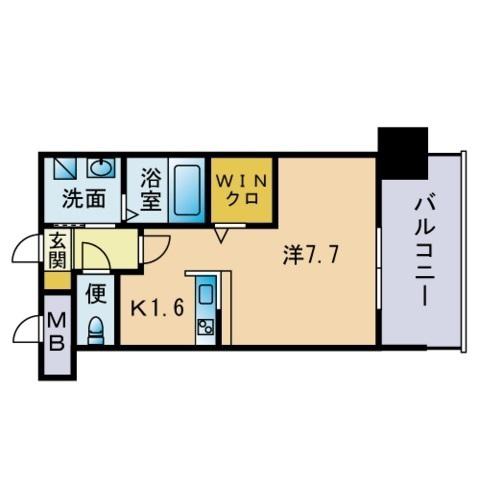 エンクレストベイ天神東Ⅱ(1K/12階)の間取り写真
