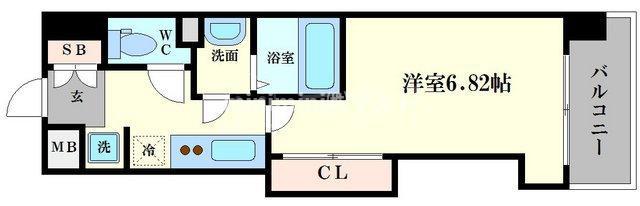 ラグゼ難波西III(1K/12階)の間取り写真