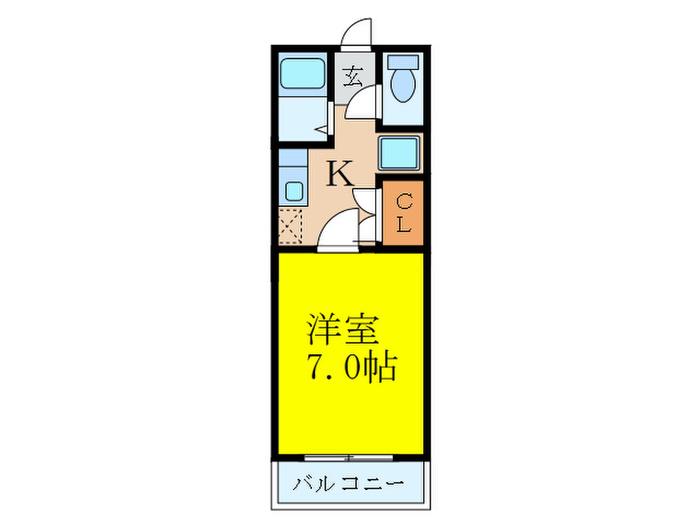 ハイツビューテラス(1K/1階)の間取り写真