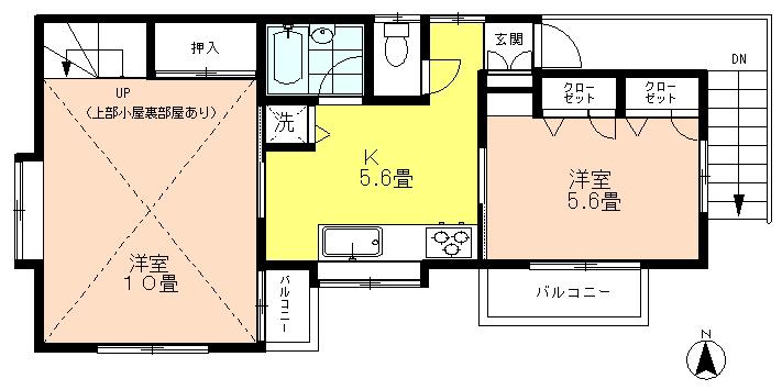 ボヌール白鷺(2SK/2階)の間取り写真