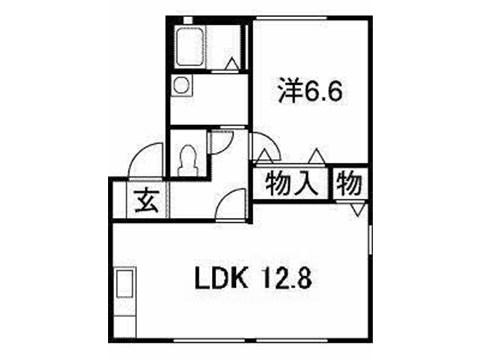 シャルマン大潟 C棟(1LDK/1階)の間取り写真