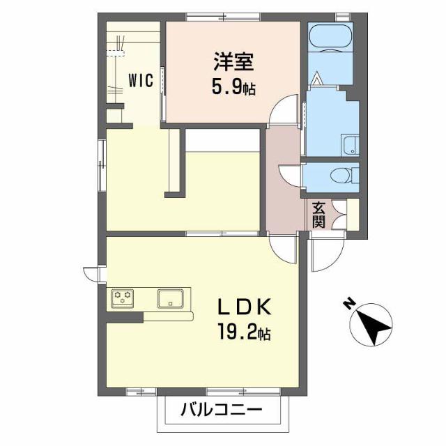 ドミールゆうひがおかC棟(1LDK/2階)の間取り写真