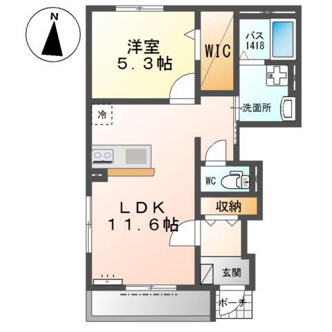 スターコートメゾン(1LDK/1階)の間取り写真