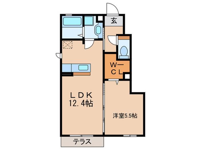 ブランドール勝川(1LDK/1階)の間取り写真