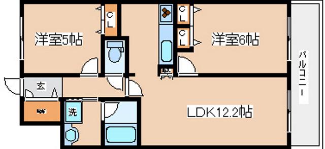 アーバネックス元町通(2LDK/2階)の間取り写真