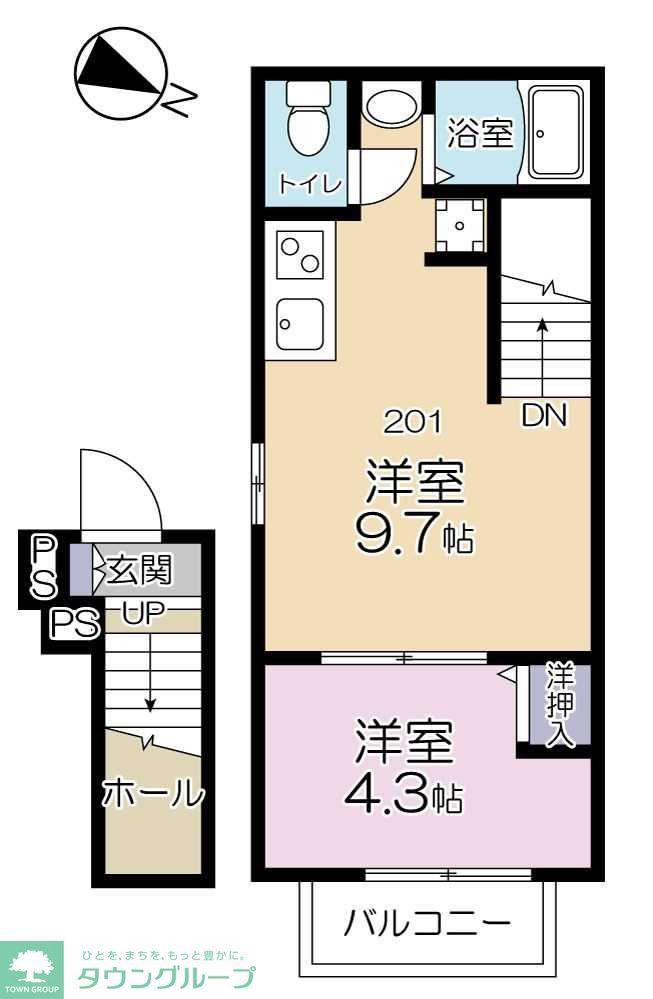 LE CIEL BLEU(1LDK/2階)の間取り写真