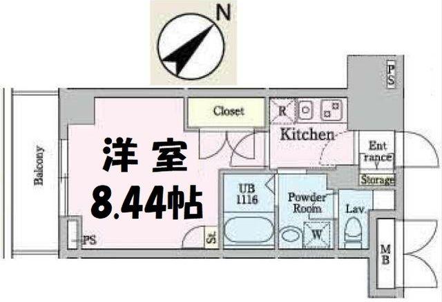 ソライエアイル岩槻(1K/6階)の間取り写真