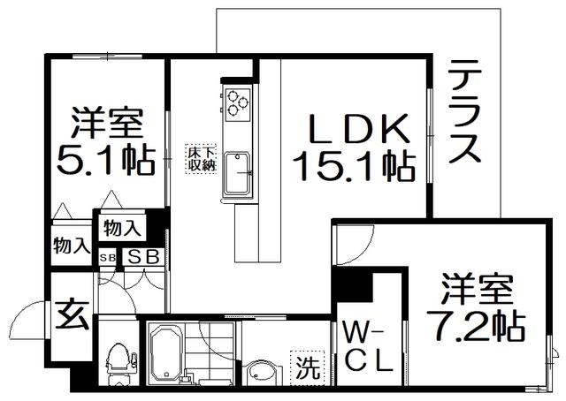 SHAMAISON KTM FIRST(2LDK/1階)の間取り写真