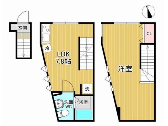 GARDEN COURT 四ツ木(1LDK/2階)の間取り写真