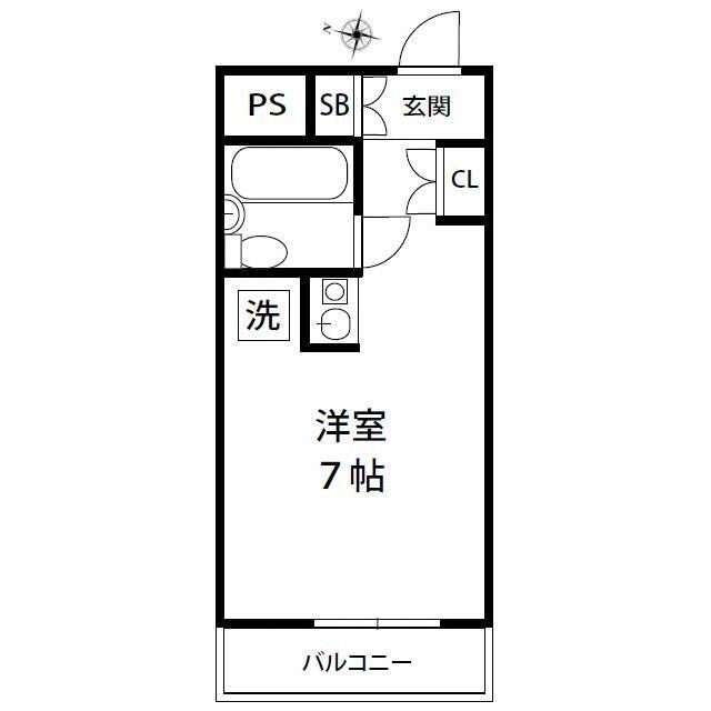 クラウンパレス与野本町(ワンルーム/2階)の間取り写真