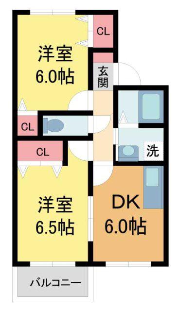 紅葉ヶ丘フォーテックI(2DK/2階)の間取り写真