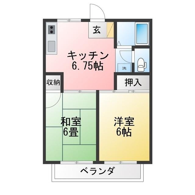 プレジールそうざ南(2DK/2階)の間取り写真