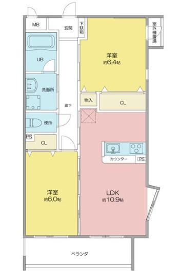 プロビデンス杁中(2LDK/1階)の間取り写真