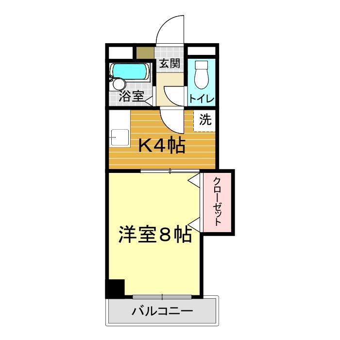 フローリッシュ秀(1K/4階)の間取り写真
