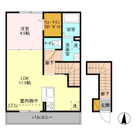 グレイス坂戸(1LDK/2階)の間取り写真