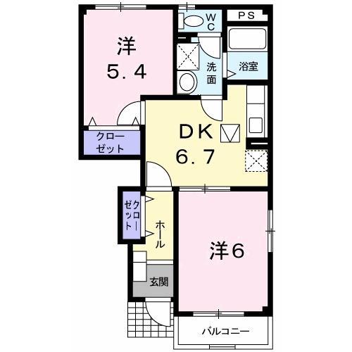 ファーストヒストリーA・B(2DK/1階)の間取り写真