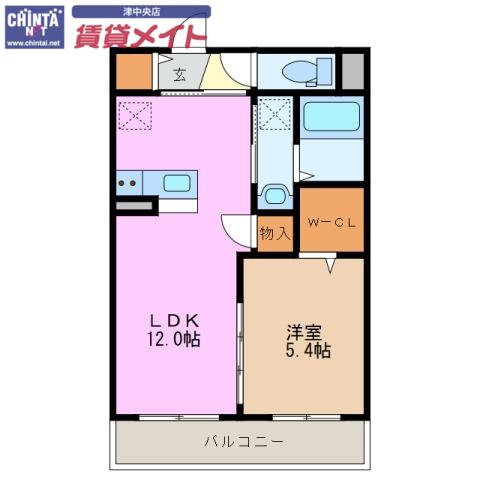 ベルフォーレ(1LDK/2階)の間取り写真