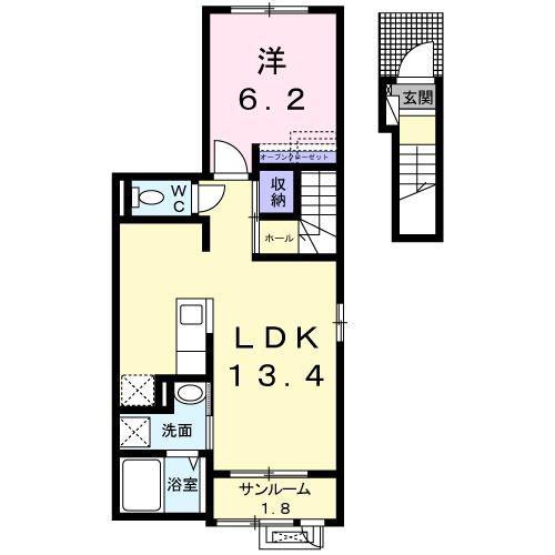 LUMTERE東横(1LDK/2階)の間取り写真