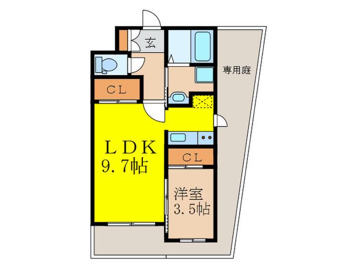 PROSPER ALBION(1LDK/1階)の間取り写真
