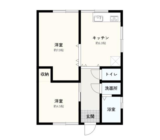 ウィステリア富士見町(2DK/1階)の間取り写真