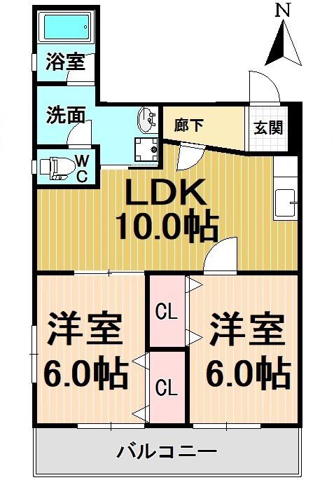 メゾン武田(2LDK/5階)の間取り写真
