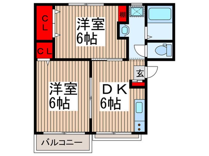 コンフォ―トハイツ(2DK/2階)の間取り写真