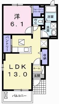 ヴァンベールいなみI(1LDK/1階)の間取り写真