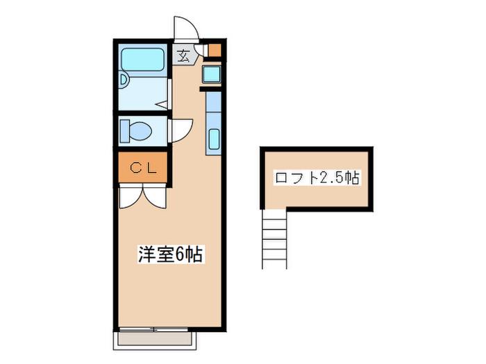 スクエア西湘(ワンルーム/2階)の間取り写真