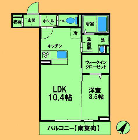 クレール相模原(1LDK/2階)の間取り写真