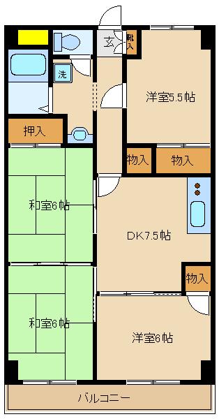 INSURANCE BLDG XVI(4DK/1階)の間取り写真