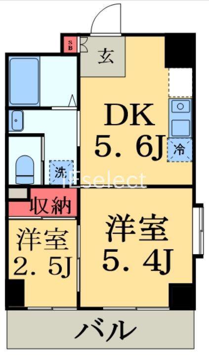 勝山ビル(1SK/2階)の間取り写真
