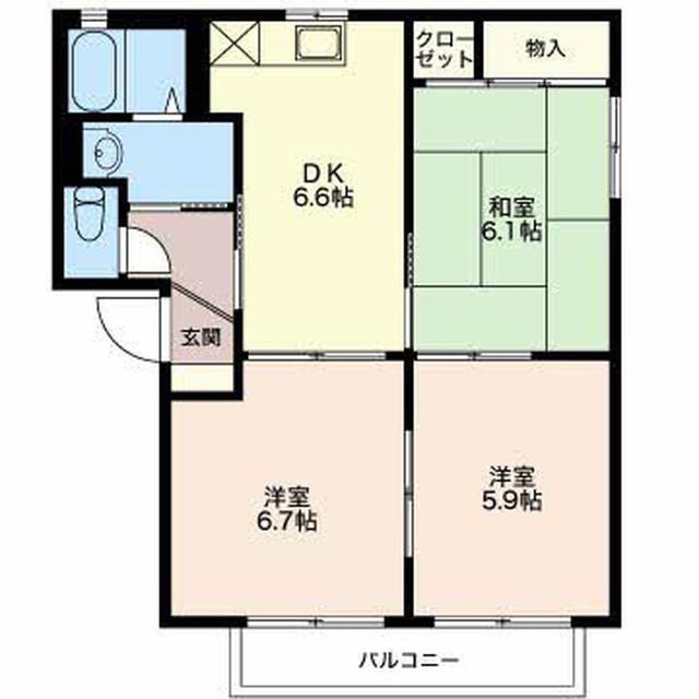 グリーンセイシェルN(3DK/2階)の間取り写真