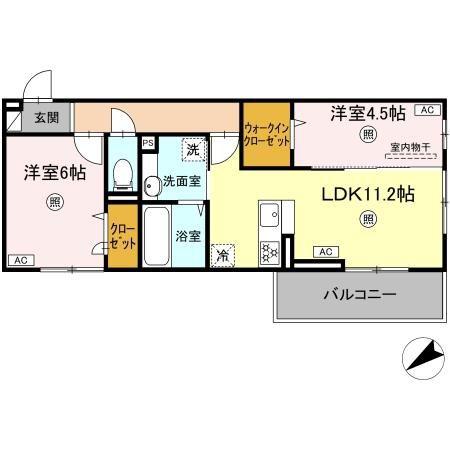 D-ROOM パレットハウス(2LDK/2階)の間取り写真
