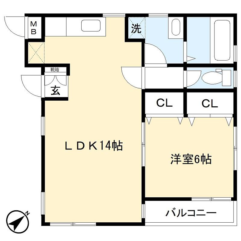 フィアフォレスト(1LDK/1階)の間取り写真
