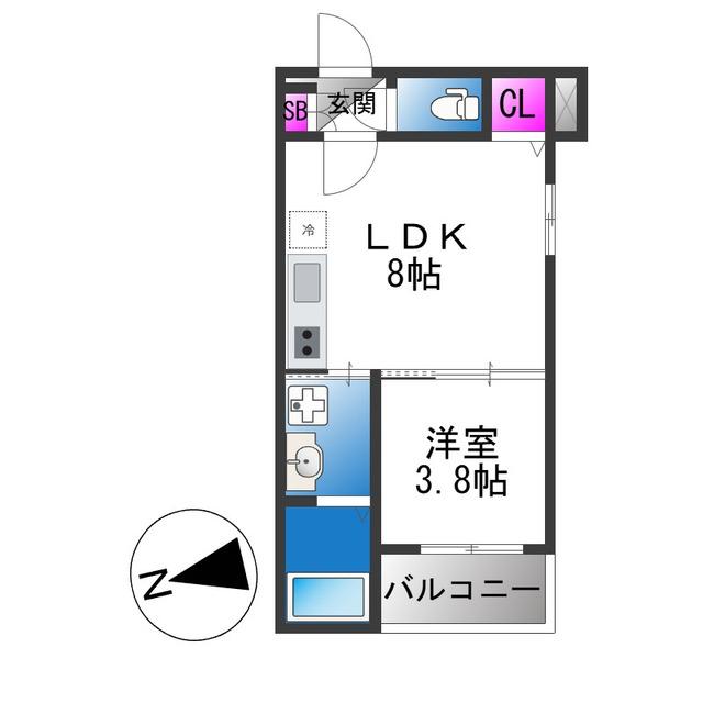 サフィールロジェ大阪城公園(1LDK/3階)の間取り写真