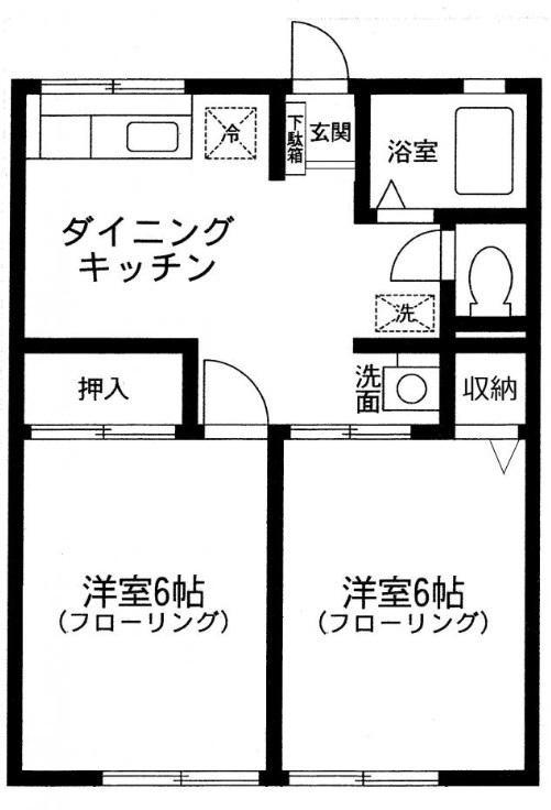 シティハイム鳥井戸I(2DK/2階)の間取り写真