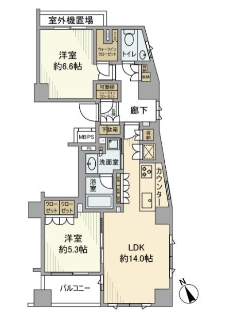 アトラス代々木上原(2LDK/5階)の間取り写真