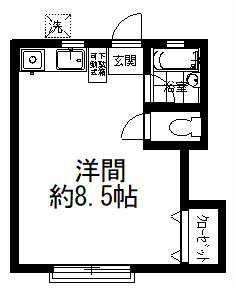 ハイムアサヒK(ワンルーム/2階)の間取り写真