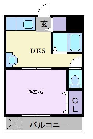 ＪＲ阪和線 鳳駅 徒歩13分 5階建 築37年(1DK/1階)の間取り写真
