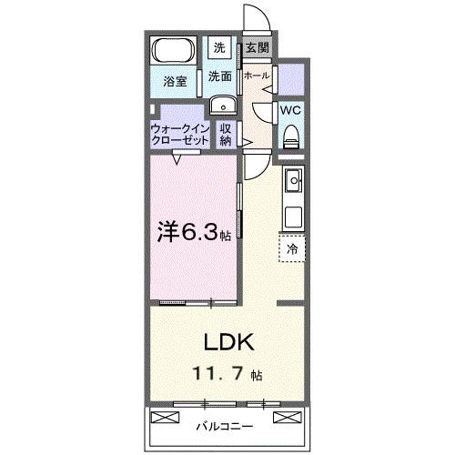 ブライトリーフ(1LDK/2階)の間取り写真